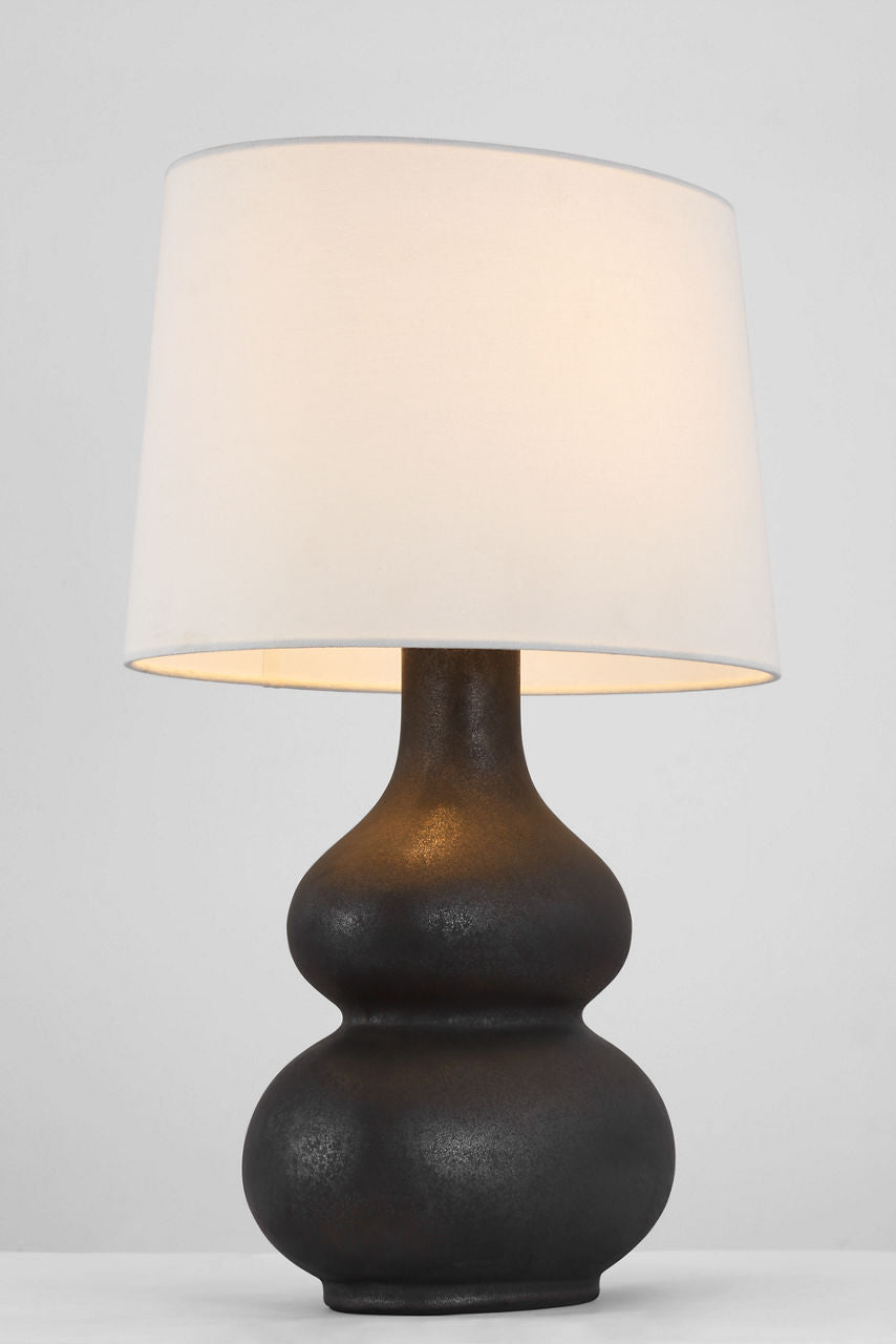 Lismore Medium Table Lamp | Stained Black Metallic | Linen Shade