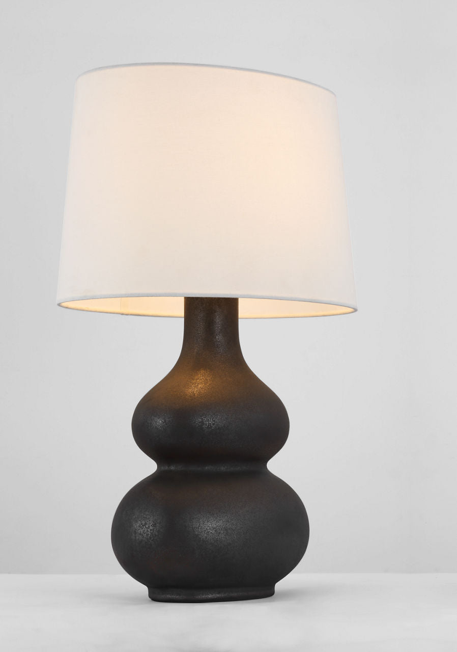 Lismore Medium Table Lamp | Stained Black Metallic | Linen Shade