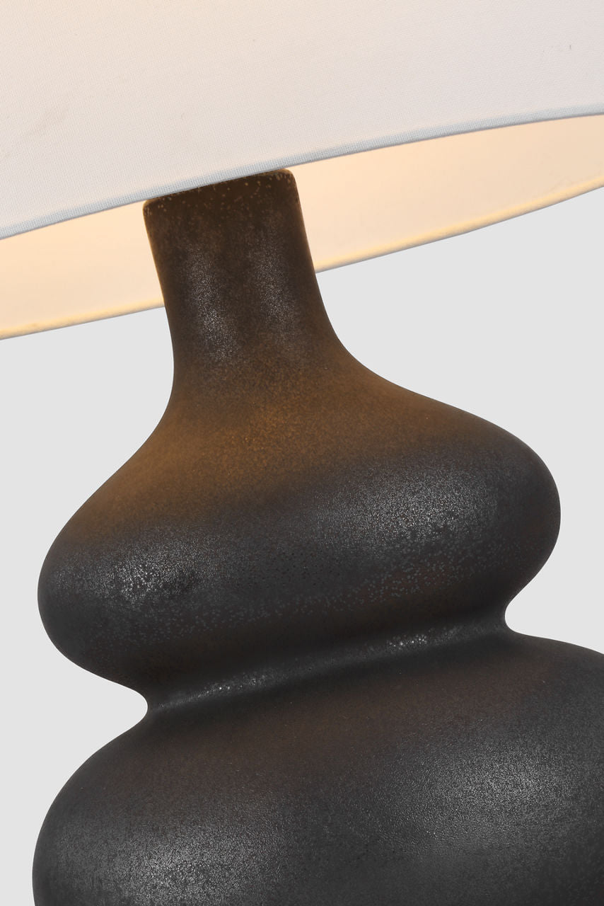 Lismore Medium Table Lamp | Stained Black Metallic | Linen Shade