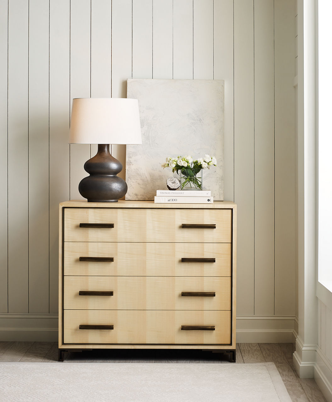 Lismore Medium Table Lamp | Stained Black Metallic | Linen Shade