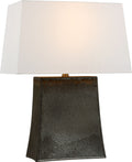 Lucera Medium Table Lamp | Stained Black Metallic | Linen Shade