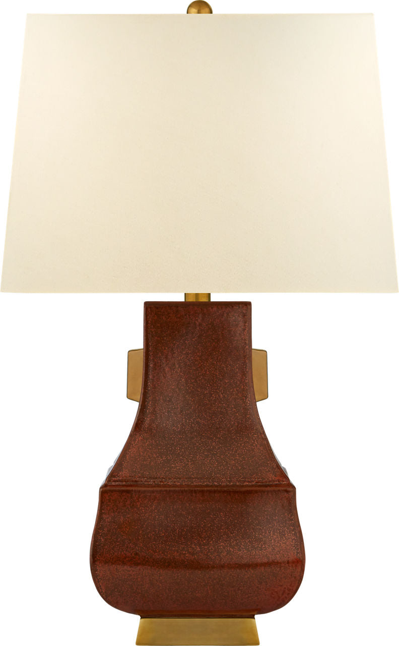 Kang Jug Large Table Lamp | Autumn Copper and Burnt Gold Accent | Natural Percale Shade