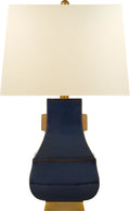 Kang Jug Large Table Lamp | Mixed Blue Brown and Burnt Gold Accent | Natural Percale Shade