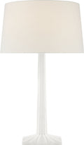 Strie Fluted Column Table Lamp | Plaster White | Linen Shade