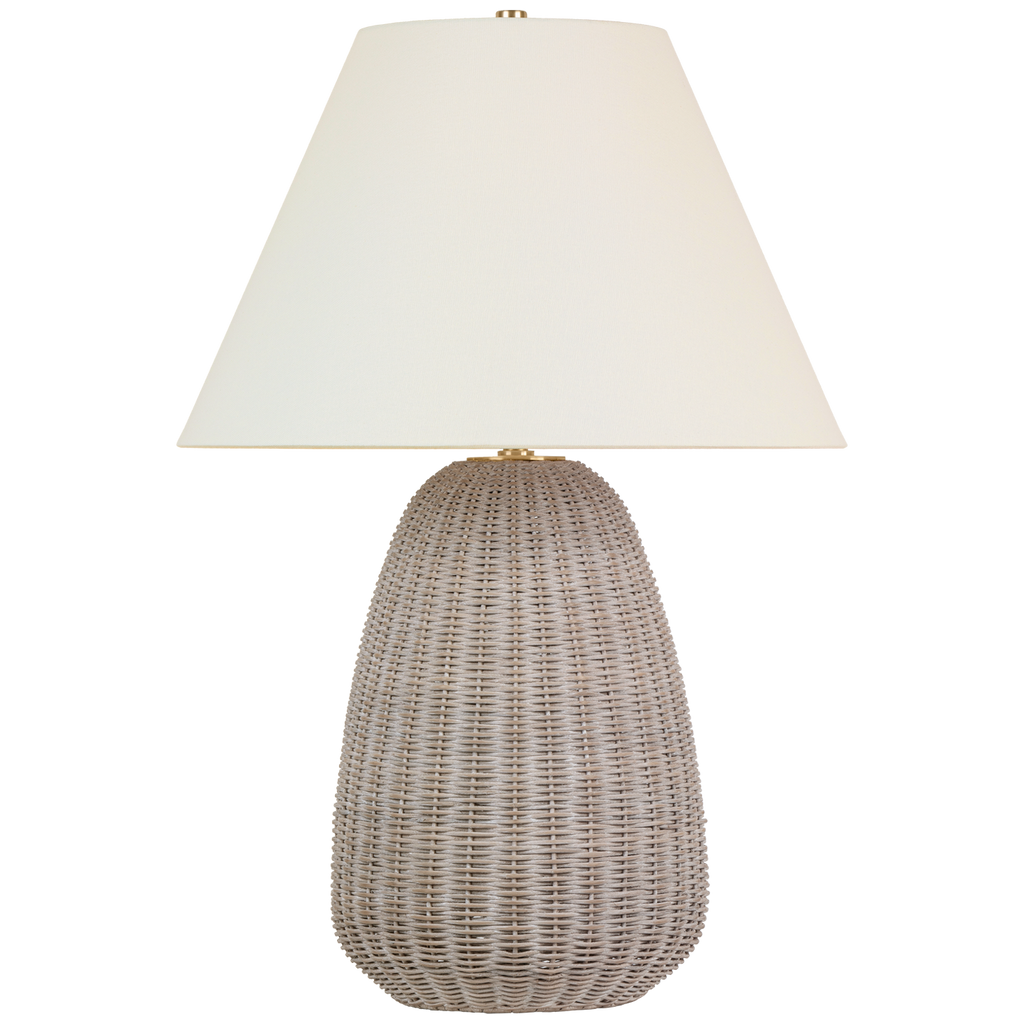 Kokomo 30" Table Lamp | Ash Wicker and Antique-Burnished Brass | Linen Shade