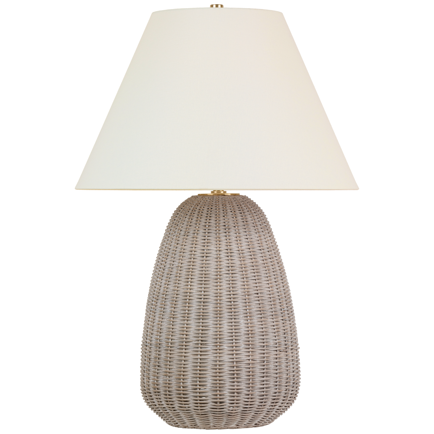 Kokomo 30" Table Lamp | Ash Wicker and Antique-Burnished Brass | Linen Shade