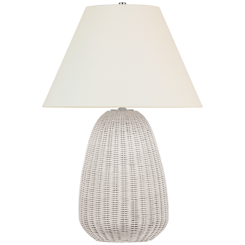 Kokomo 30" Table Lamp | Chalk Wicker and Polished Nickel | Linen Shade