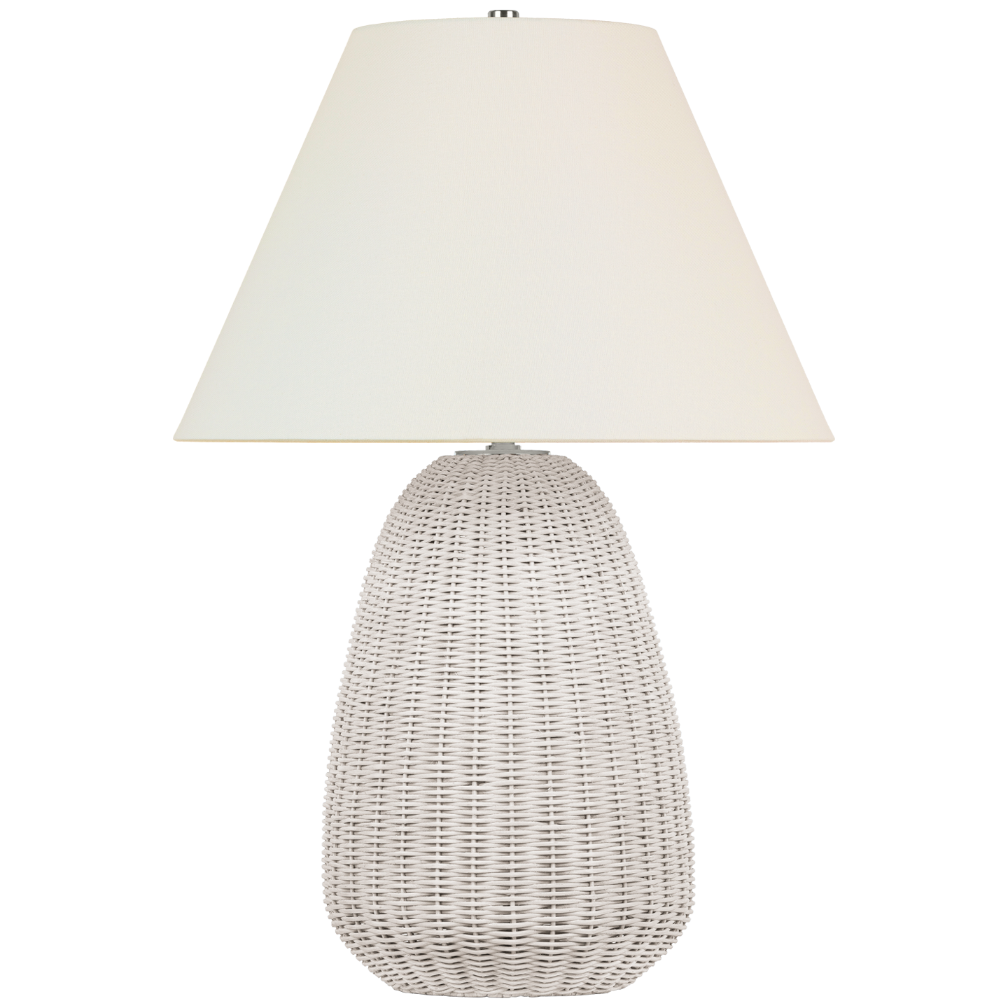 Kokomo 30" Table Lamp | Chalk Wicker and Polished Nickel | Linen Shade