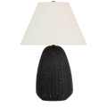Kokomo 30" Table Lamp | Charcoal Wicker and Bronze | Linen Shade