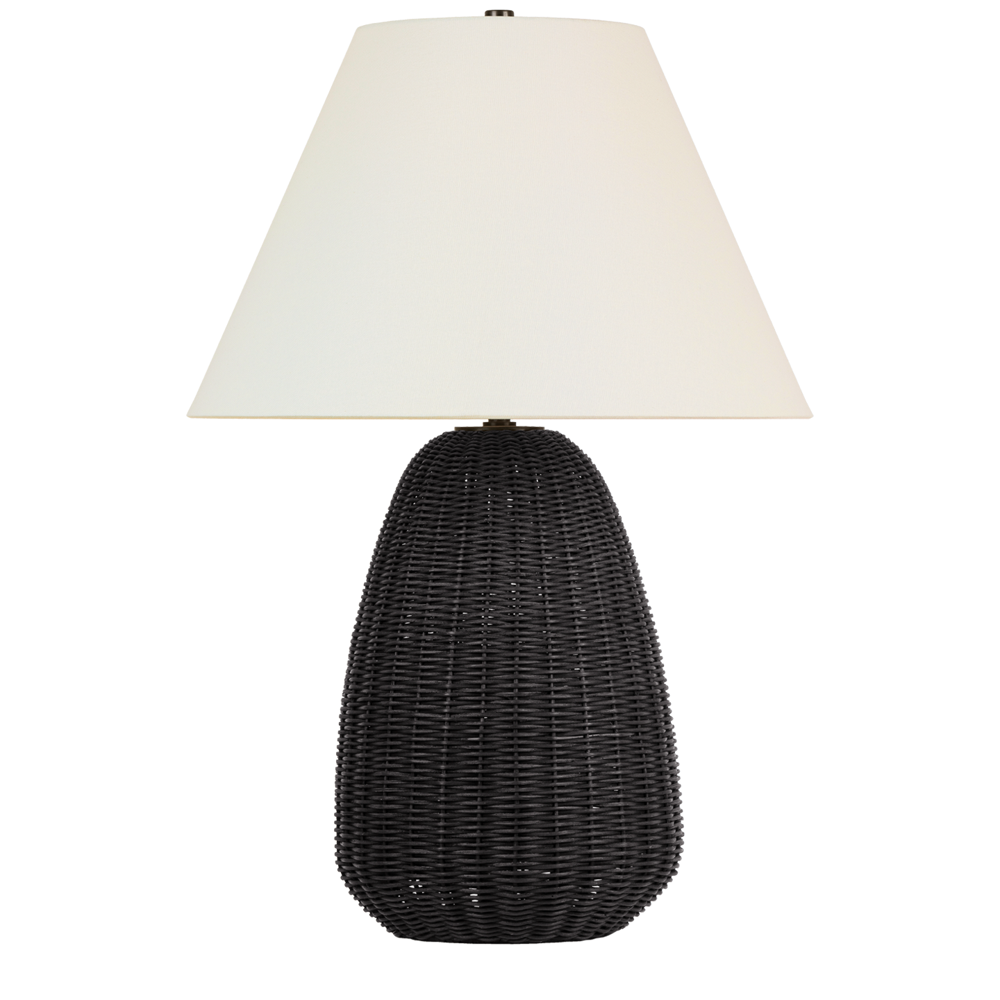 Kokomo 30" Table Lamp | Charcoal Wicker and Bronze | Linen Shade