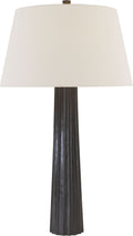 Fluted Spire Large Cordless Table Lamp | Aged Iron | Linen Shade