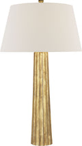 Fluted Spire Large Cordless Table Lamp | Gilded Iron | Linen Shade
