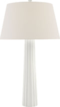 Fluted Spire Large Table Lamp | Plaster White | Linen Shade
