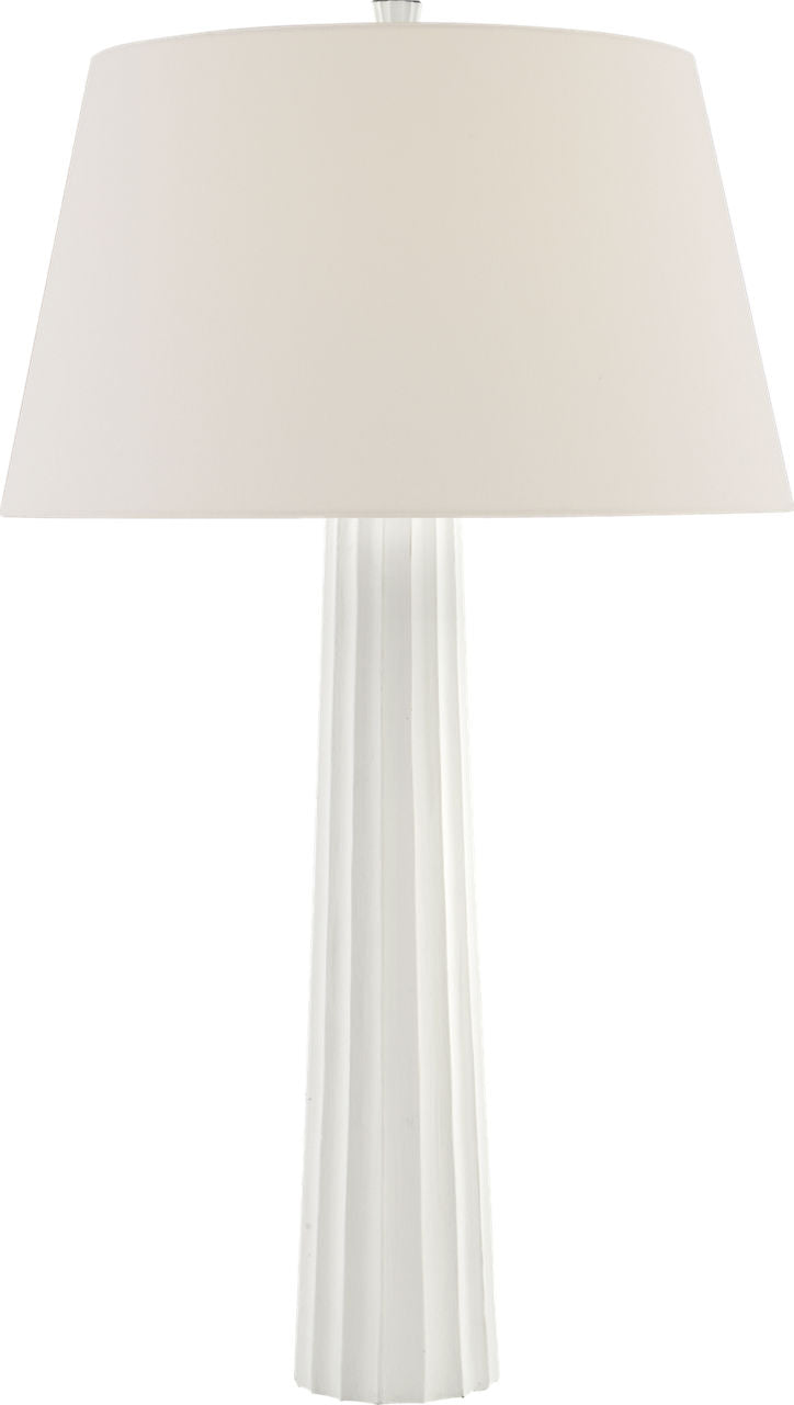 Fluted Spire Large Table Lamp | Plaster White | Linen Shade