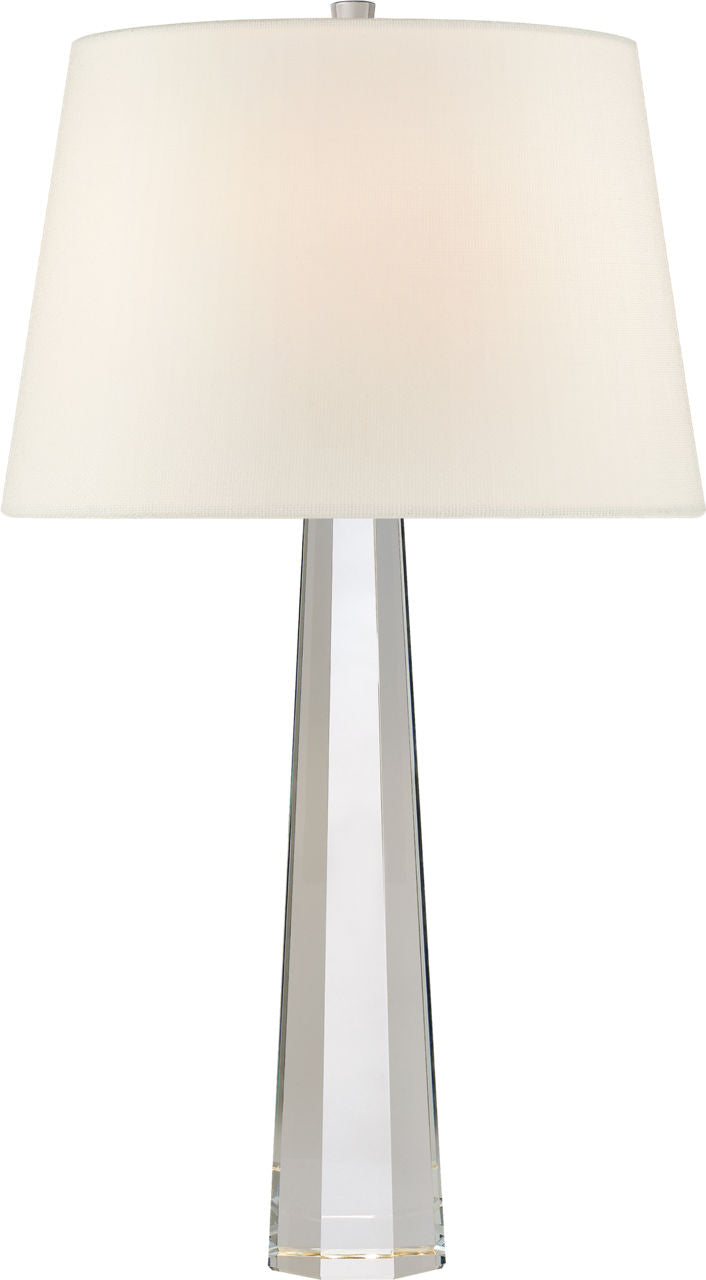 Octagonal Spire Medium Table Lamp | Crystal | Linen Shade