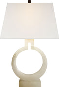 Ring Form Small Table Lamp | Alabaster | Linen Shade