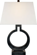 Ring Form Small Table Lamp | Bronze | Linen Shade