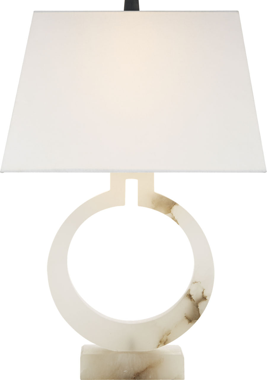 Ring Form Large Table Lamp | Alabaster | Linen Shade