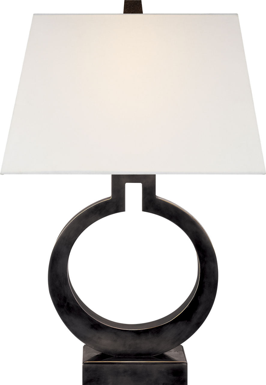 Ring Form Large Table Lamp | Bronze | Linen Shade