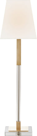 Reagan Buffet Lamp | Antique-Burnished Brass and Crystal | Linen Shade