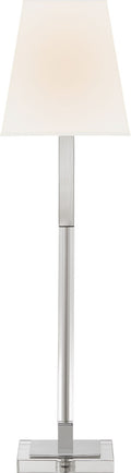 Reagan Buffet Lamp | Polished Nickel and Crystal | Linen Shade