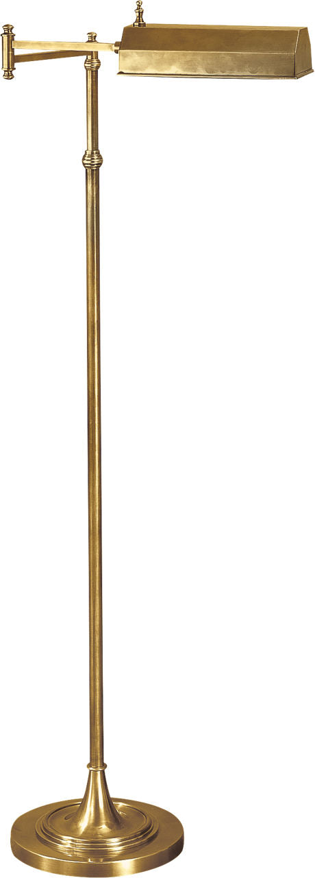 Dorchester Swing Arm Pharmacy Floor Lamp | Antique-Burnished Brass