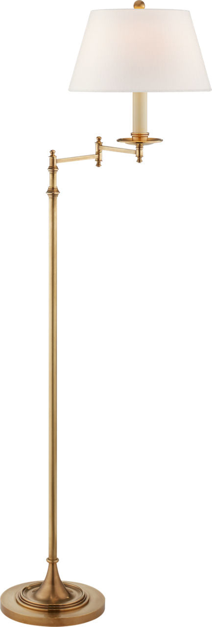 Dorchester Swing Arm Floor Lamp | Antique-Burnished Brass | Linen Shade