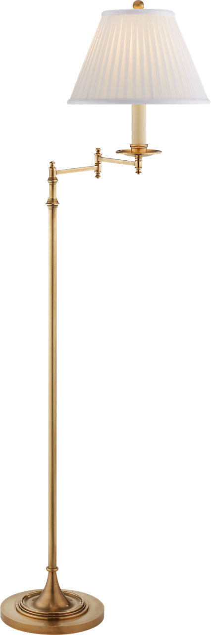 Dorchester Swing Arm Floor Lamp | Antique-Burnished Brass | Silk Shade