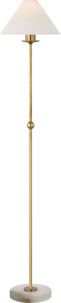 Caspian Medium Floor Lamp | Antique-Burnished Brass and Alabaster | Linen Shade