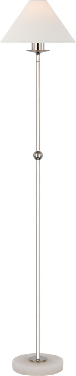 Caspian Medium Floor Lamp | Polished Nickel and Alabaster | Linen Shade