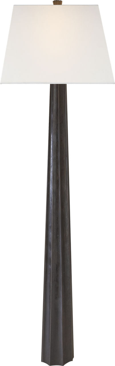 Fluted Spire Floor Lamp | Aged Iron | Linen Shade