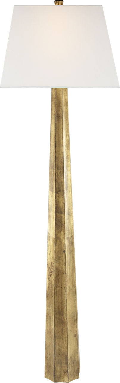 Fluted Spire Floor Lamp | Gilded Iron | Linen Shade