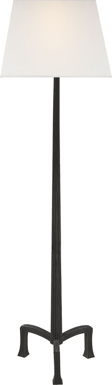 Strie Floor Lamp | Aged Iron | Linen Shade