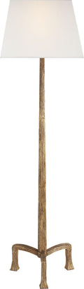 Strie Floor Lamp | Gilded Iron | Linen Shade