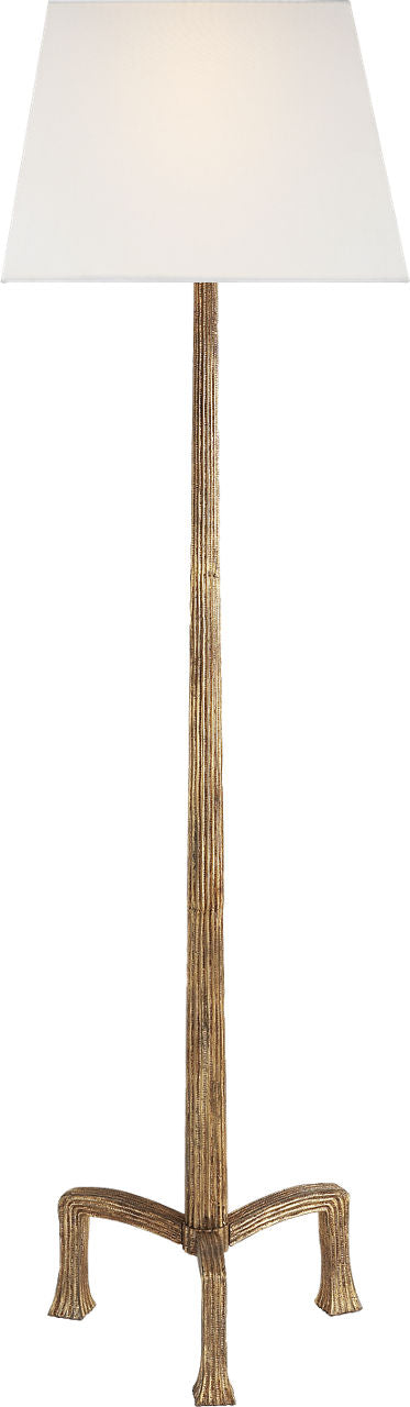 Strie Floor Lamp | Gilded Iron | Linen Shade