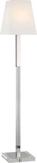 Reagan Medium Reading Floor Lamp | Polished Nickel and Crystal | Linen Shade