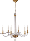 Bernardo Medium Chandelier Antique-Burnished Brass and Clear Glass