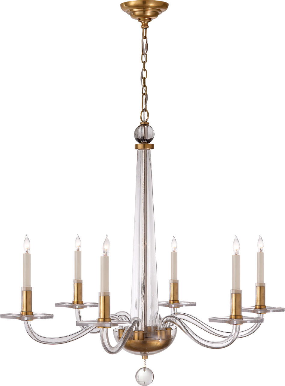Bernardo Medium Chandelier Antique-Burnished Brass and Clear Glass