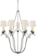 Belvedere Chandelier In Aged Iron | Linen Shades