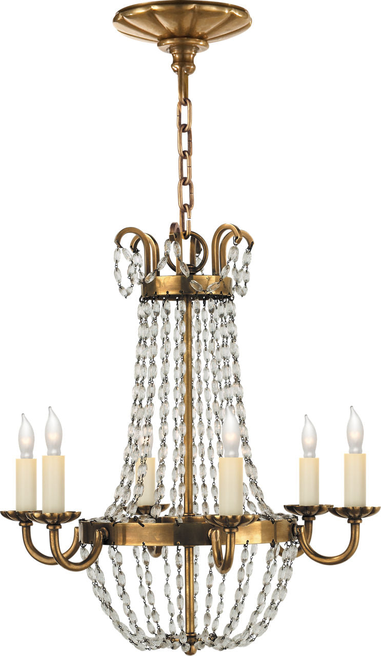 Petite Paris Flea Market Chandelier | Antique-Burnished Brass and Seeded Glass