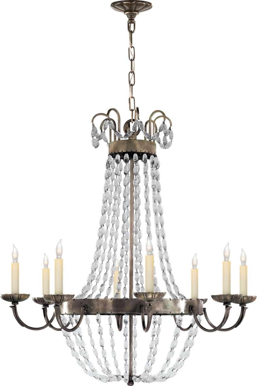 Paris Flea Market Large Chandelier | Sheffield Silver | Seeded Glass