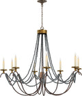 Marigot Large Chandelier | Rust and Antique-Burnished Brass | Tudor Brown Beaded Trim