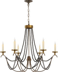 Marigot Medium Chandelier | Rust and Antique-Burnished Brass | Tudor Brown Beaded Trim