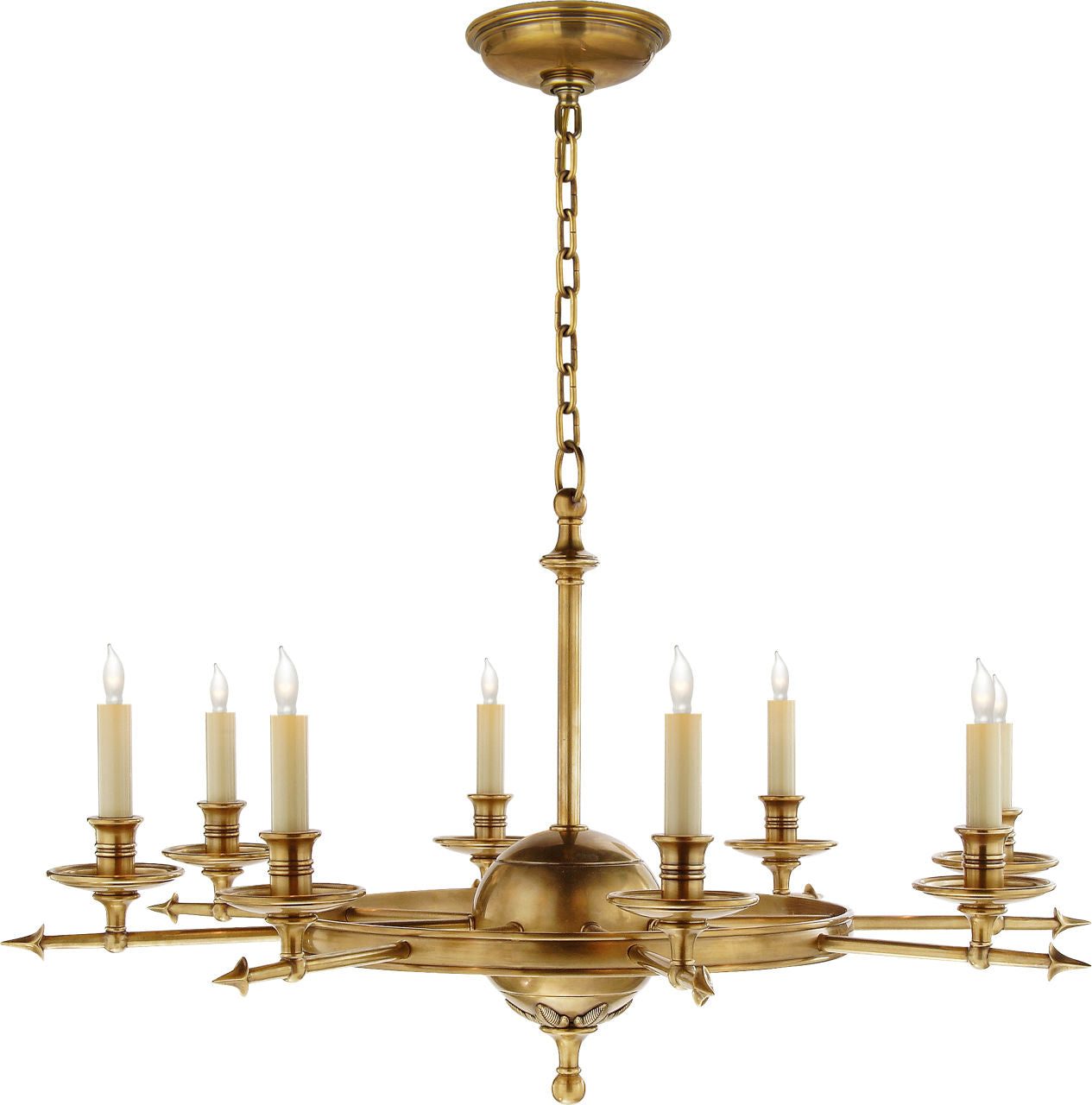 Leaf and Arrow Large Chandelier | Antique-Burnished Brass