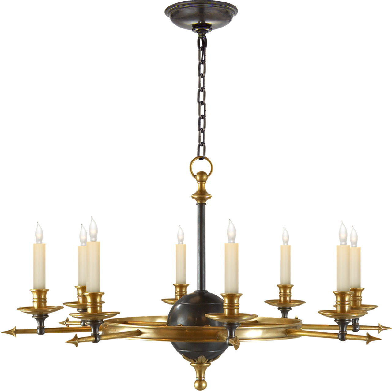 Leaf and Arrow Large Chandelier | Bronze | Antique-Burnished Brass