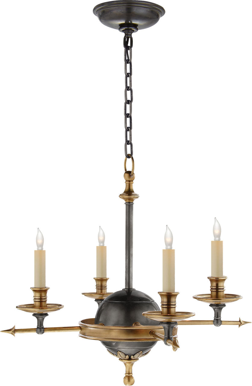 Leaf and Arrow Small Chandelier | Bronze | Antique-Burnished Brass