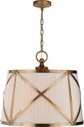 Grosvenor Large Single Hanging Shade | Antique-Burnished Brass | Linen Shade