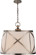 Grosvenor Large Single Hanging Shade | Antique Nickel | Linen Shade