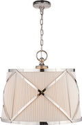 Grosvenor Large Single Hanging Shade | Polished Nickel | Linen Shade