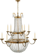 Paris Flea Market Grande Chandelier | Antique-Burnished Brass | Seeded Glass